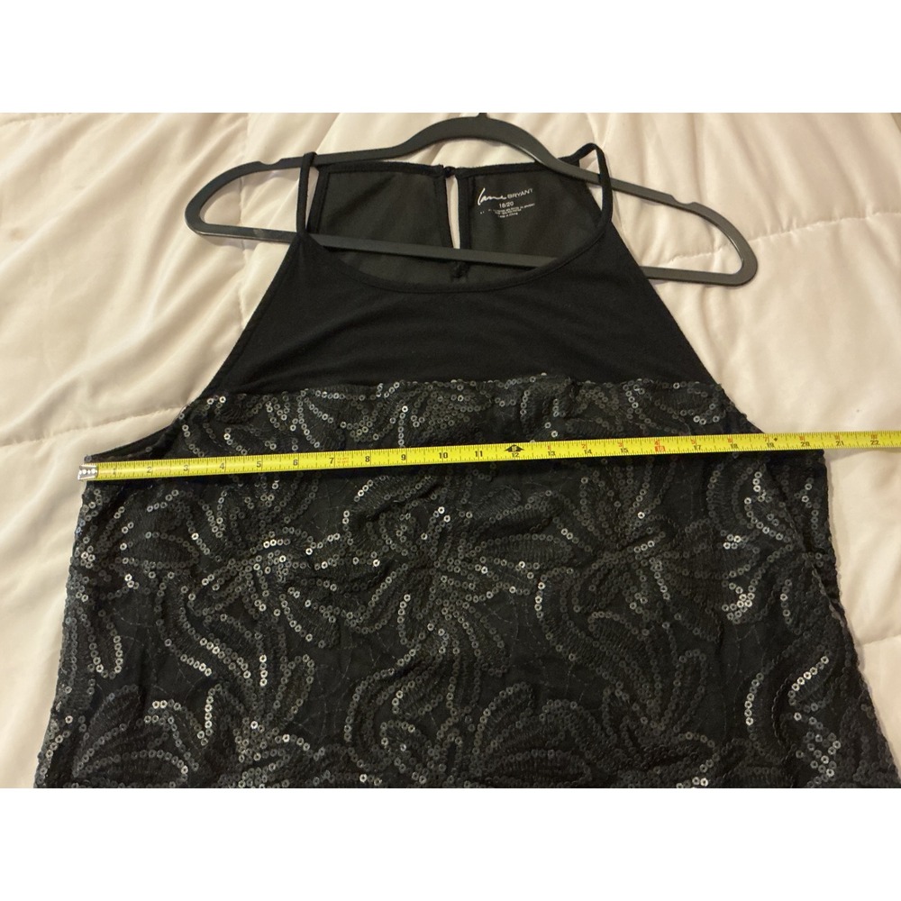 Lane Bryant Black Sequin Floral Lace Halter Top Mesh Keyhole Plus Size 18/20 - Picture 5 of 8